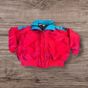 Vintage 90s Comfy Casuals Women’s Puffer Ski Snow Jacket Coat Color Block Red L